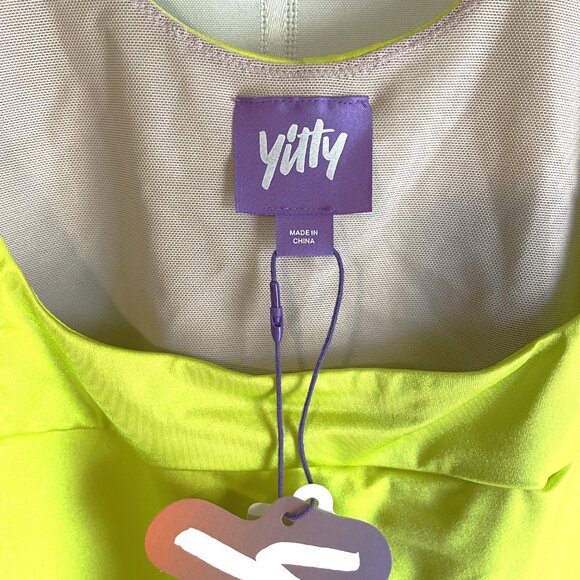 NWT YITTY Shapewear 1X Thong Bodysuit Open Bust Limelight Yellow - Picture 3 of 11